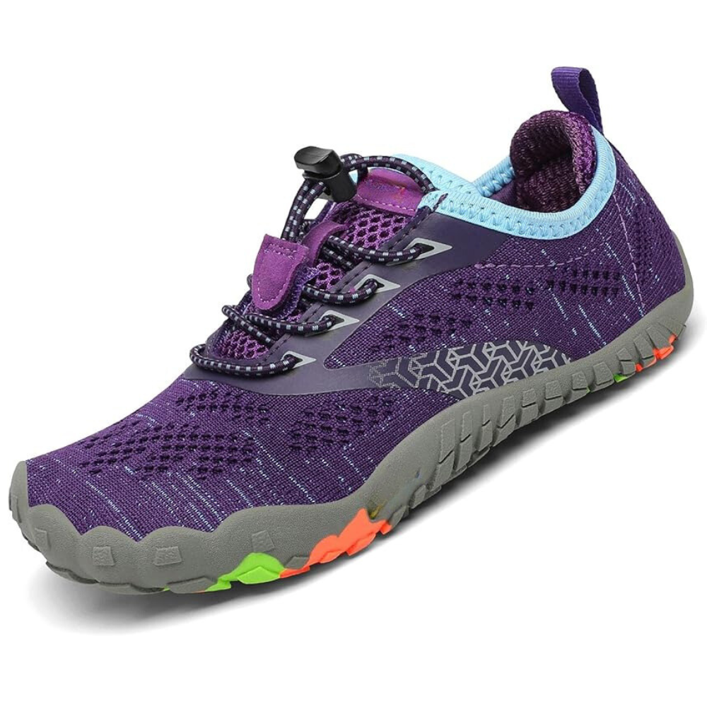 "Kids barefoot sneakers, flexible mesh with thin soles, vibrant colors, breathable design, ideal for active playtime."