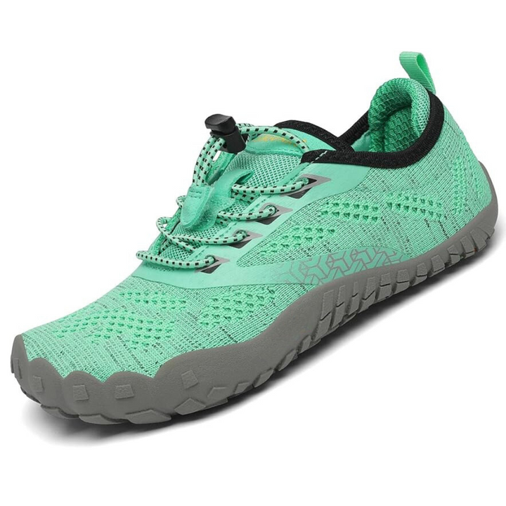 "Kids barefoot sneakers, flexible mesh with thin soles, vibrant colors, breathable design, ideal for active playtime."