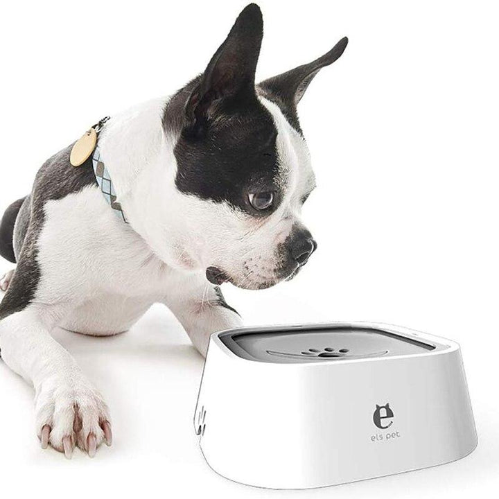 "Leak-Proof Pet Drinking Bowl, blue, gray, pink, white options, eco-friendly, portable, spill-free hydration for pets."