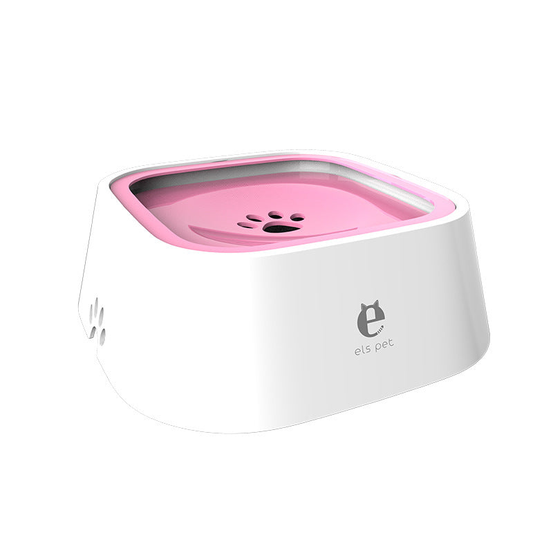 "Leak-Proof Pet Drinking Bowl, blue, gray, pink, white options, eco-friendly, portable, spill-free hydration for pets."
