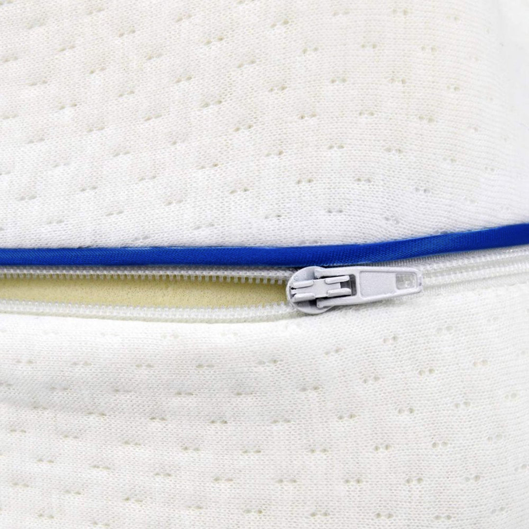 "Memory foam leg and knee support pillow in grey, pink, and white for pain relief, shown in various color options."