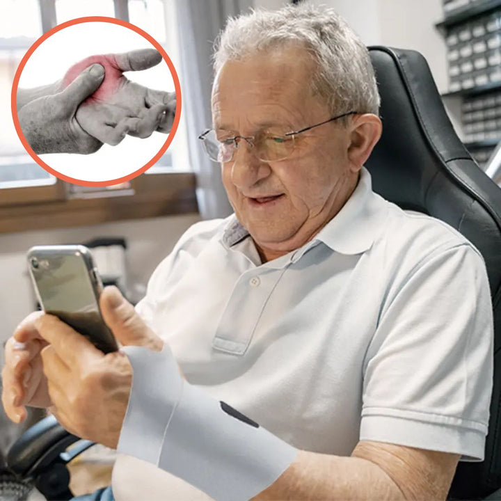 "Men's adjustable wrist support brace, black breathable fabric, sleek design, for pain relief, carpal tunnel and strain."