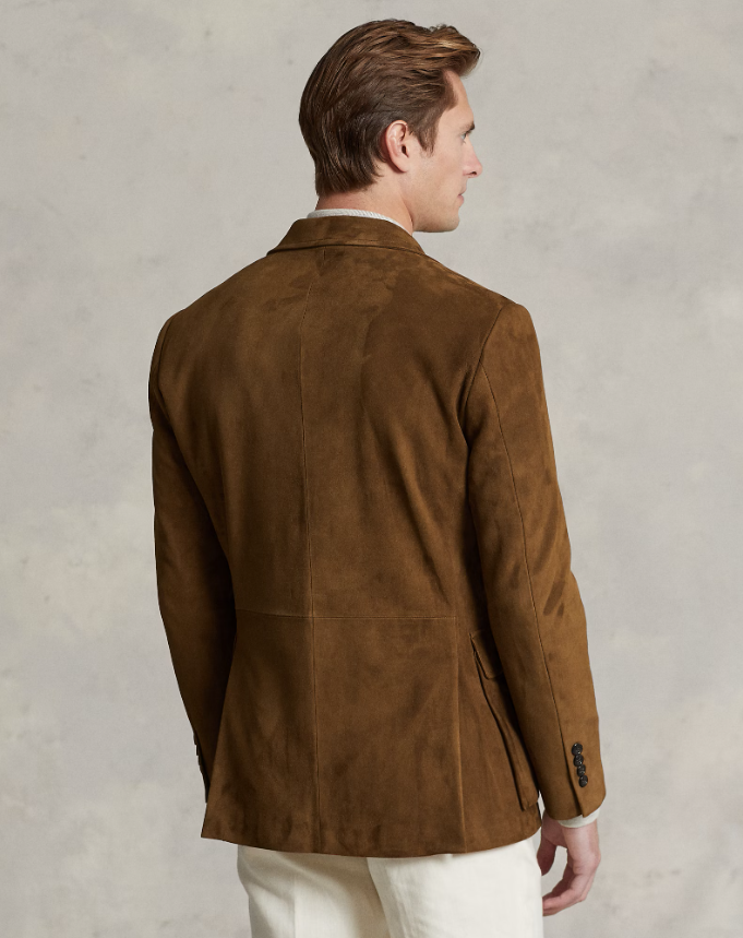 "Men's dark brown blazer with classic cut, modern details; ideal for business or events; tailored elegance for style."