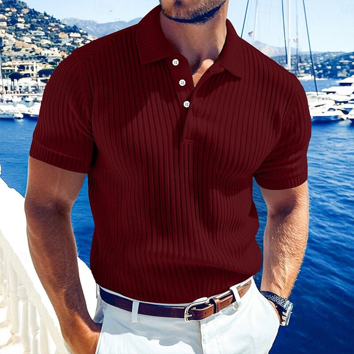 "Men's lightweight summer polo shirt in breathable fabric, perfect for warm weather and casual elegance."