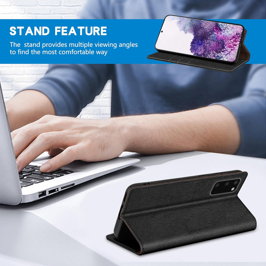 Men's retro leather wallet case for Samsung Galaxy with card slots, cash pocket, PU leather, magnetic closure, elegant design