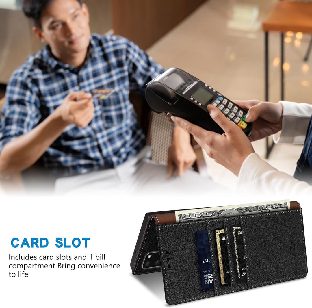 Men's retro leather wallet case for Samsung Galaxy with card slots, cash pocket, PU leather, magnetic closure, elegant design