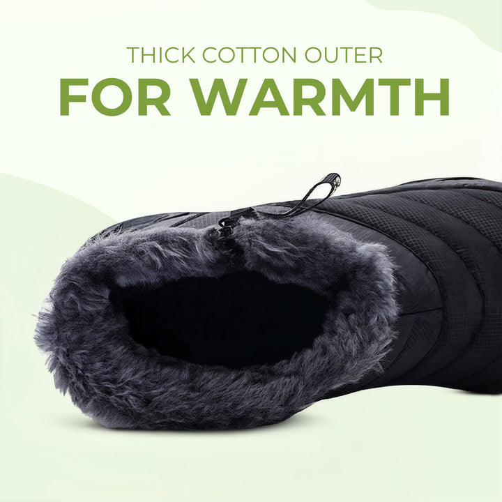 "Men's warm zipper shoes, cotton insole, black leather, water-resistant, ensures comfort and warmth in cold weather."