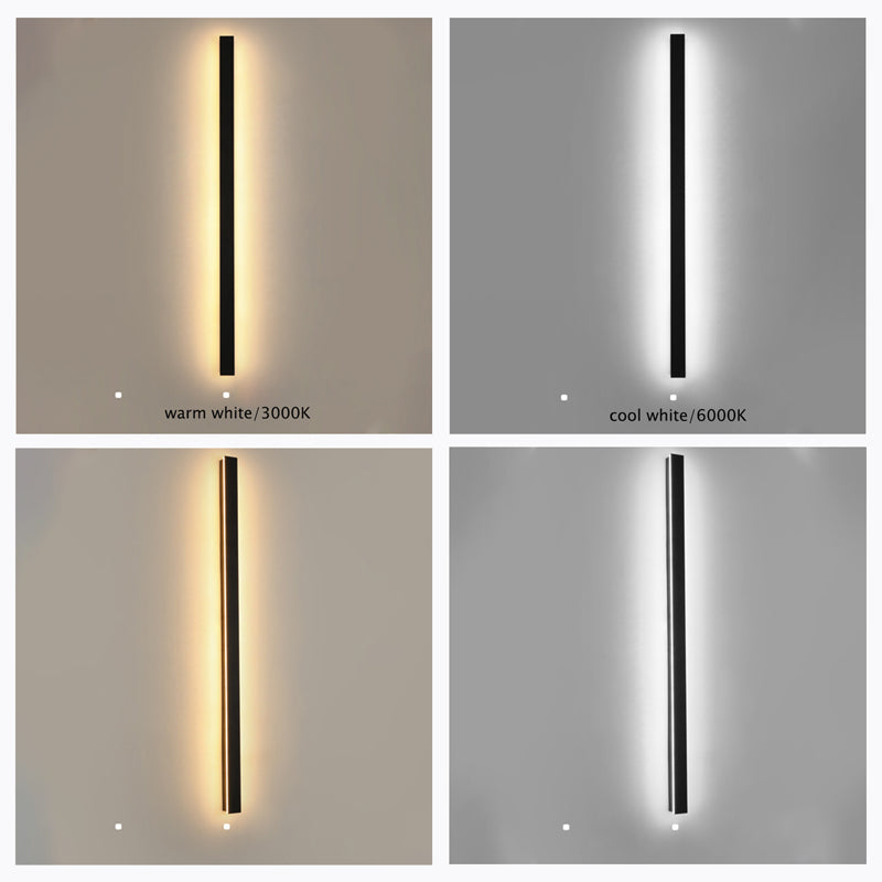 "Modern IP65 waterproof outdoor wall lamp, minimalist design, metal frame, LED lighting, ideal for weather resistance."