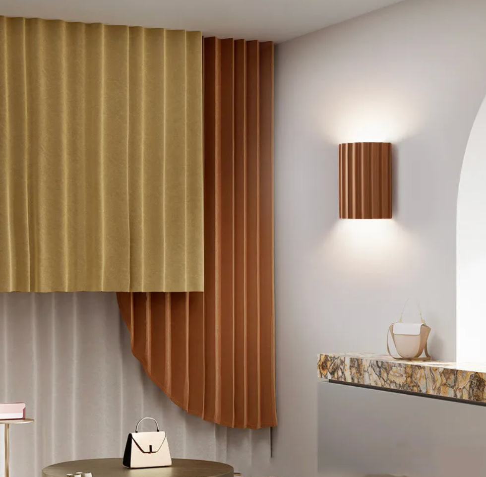 Modern resin wall lamp with artistic design, soft LED lighting, in white, green, grey, or orange for stylish home decor.