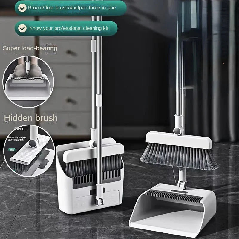"Multifunctional broom and dustpan set for home cleaning, ergonomic 105 cm handle, 3-in-1 design, modern aesthetic."