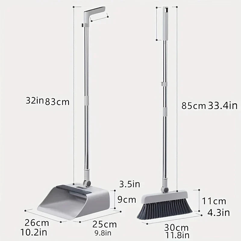 "Multifunctional broom and dustpan set for home cleaning, ergonomic 105 cm handle, 3-in-1 design, modern aesthetic."