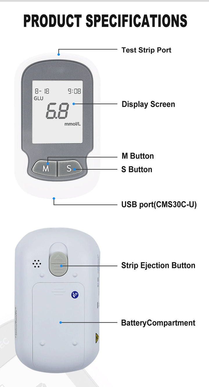"Portable cholesterol test kit for home use; compact device with test strips and lancets for easy heart health monitoring."