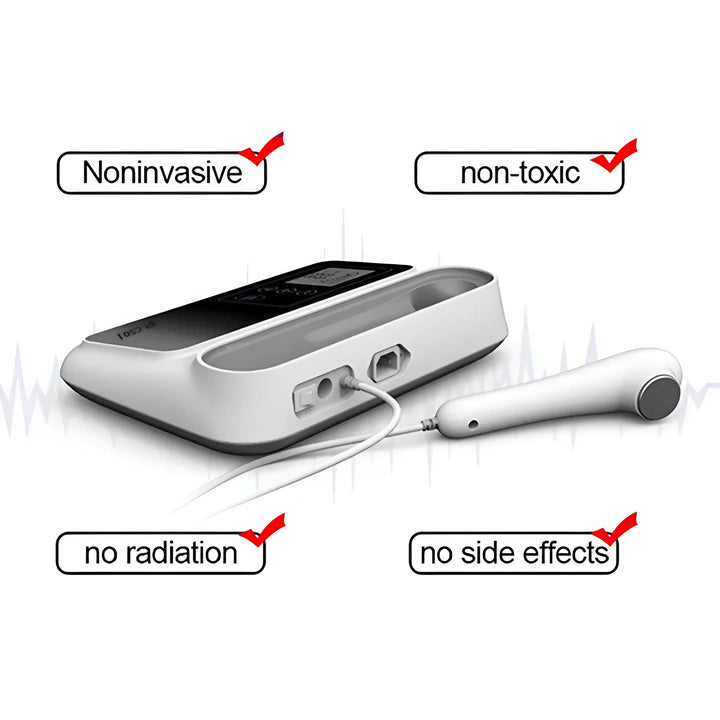 "Portable ultrasound therapy device for pain relief with sleek design, ideal for muscle recovery, home use, and travel."