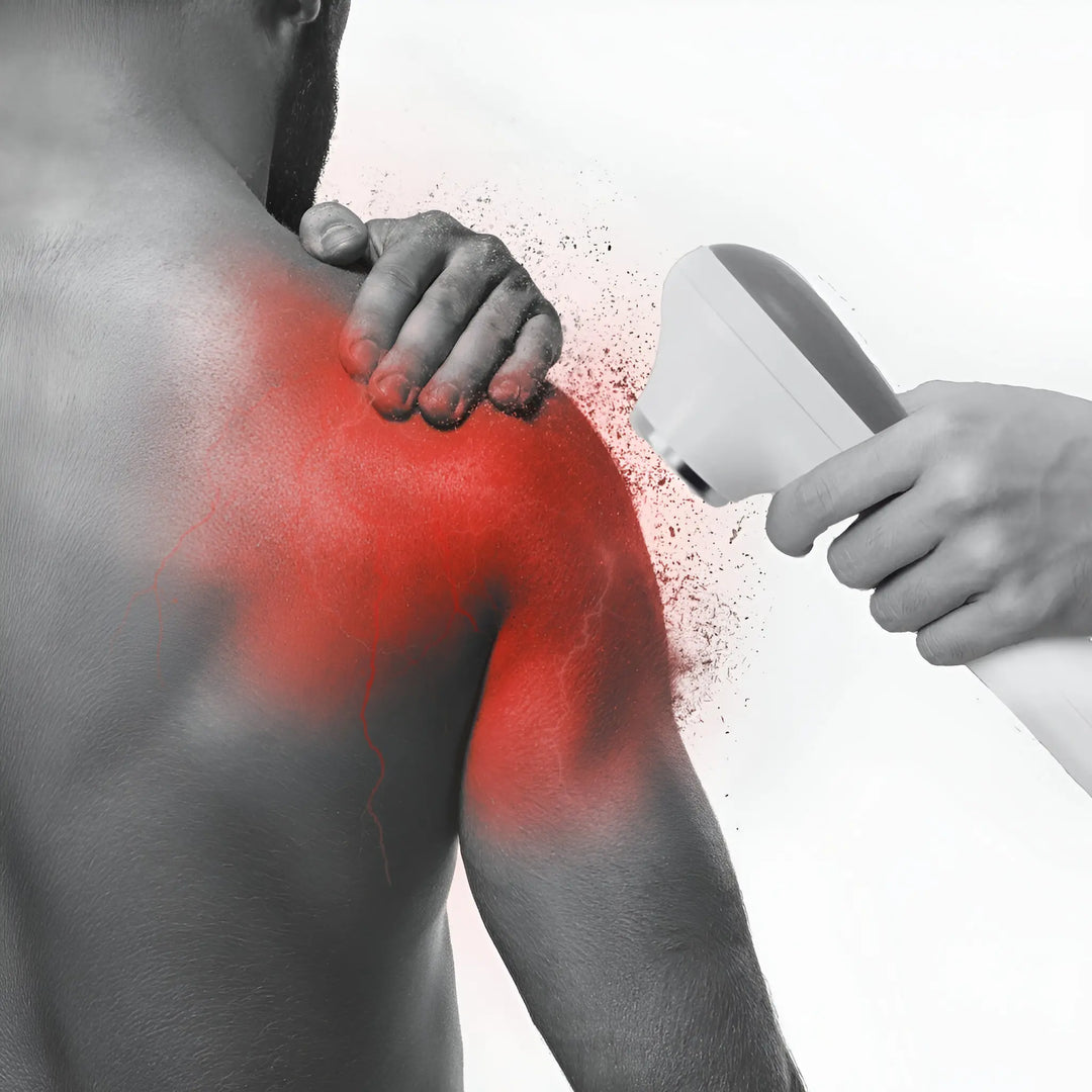 "Portable ultrasound therapy device for pain relief with sleek design, ideal for muscle recovery, home use, and travel."