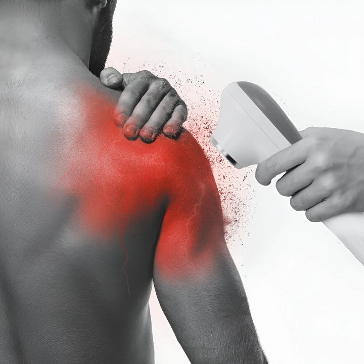 "Portable ultrasound therapy device for pain relief with sleek design, ideal for muscle recovery, home use, and travel."