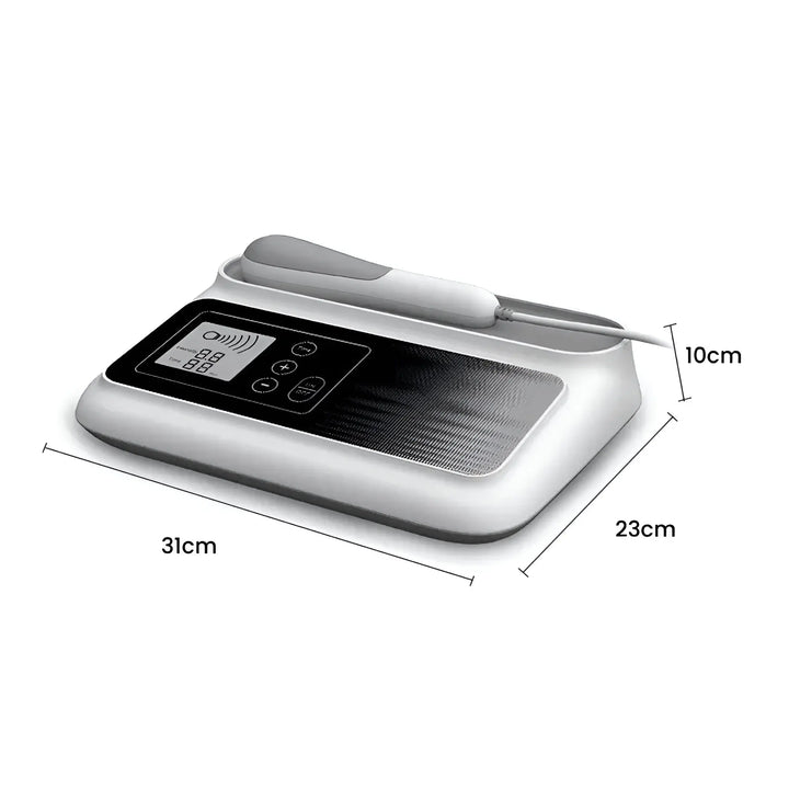 "Portable ultrasound therapy device for pain relief with sleek design, ideal for muscle recovery, home use, and travel."