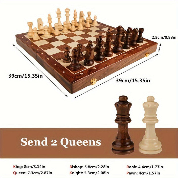 Premium Wooden Chess Set with classic design, crafted from solid wood, featuring rich details and timeless elegance.