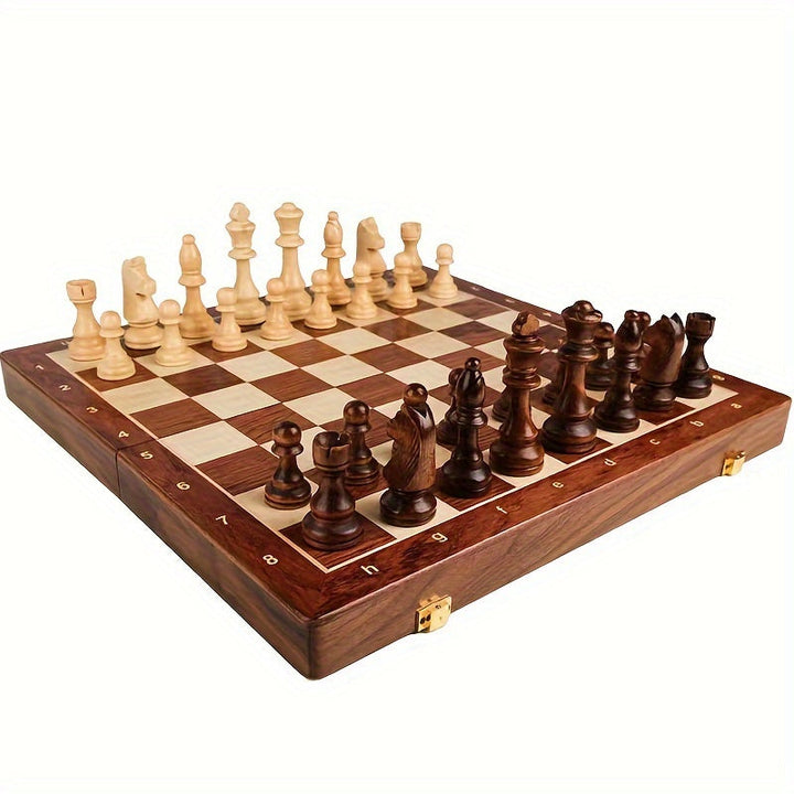 Premium Wooden Chess Set with classic design, crafted from solid wood, featuring rich details and timeless elegance.