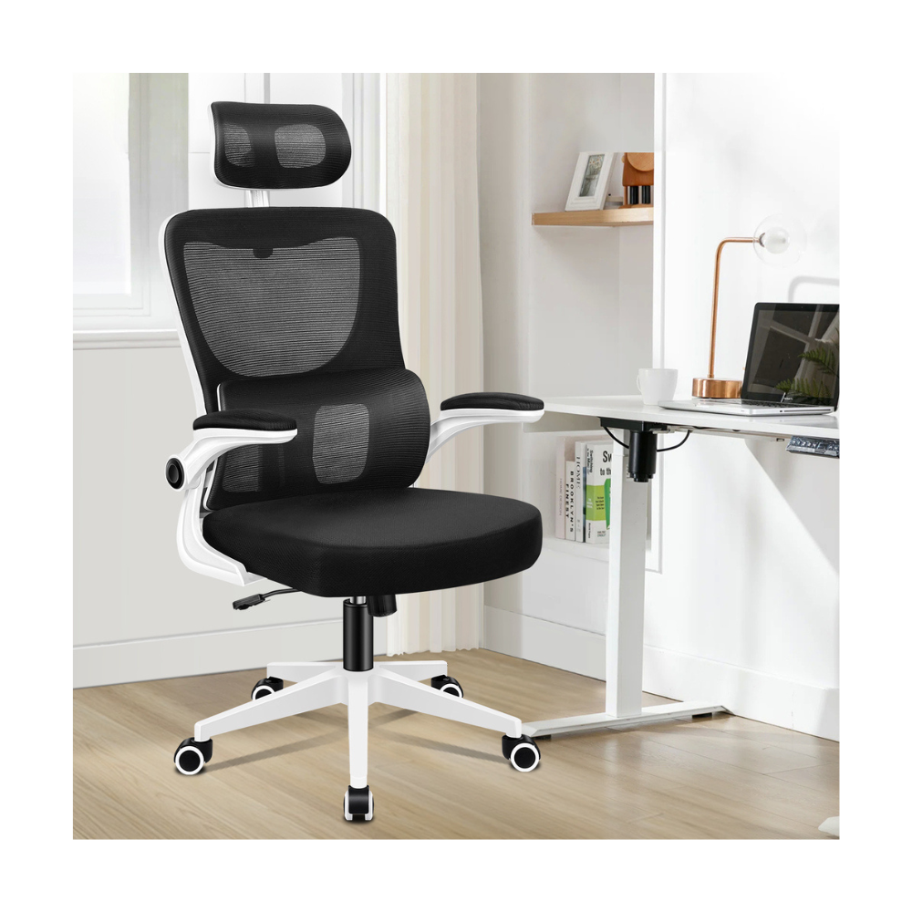 "Premium black mesh office chair with adjustable headrest and ergonomic design for maximum comfort and ventilation."