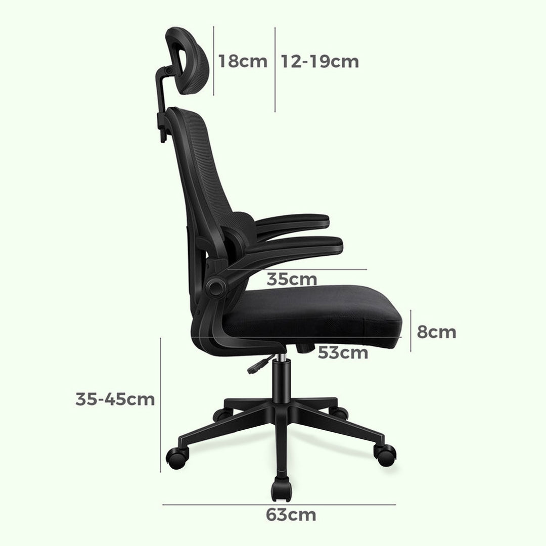 "Premium black mesh office chair with adjustable headrest and ergonomic design for maximum comfort and ventilation."