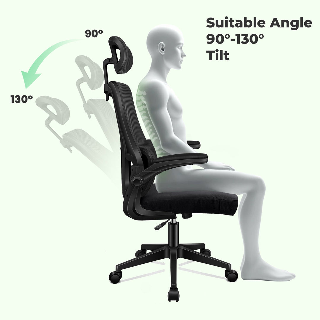 "Premium black mesh office chair with adjustable headrest and ergonomic design for maximum comfort and ventilation."