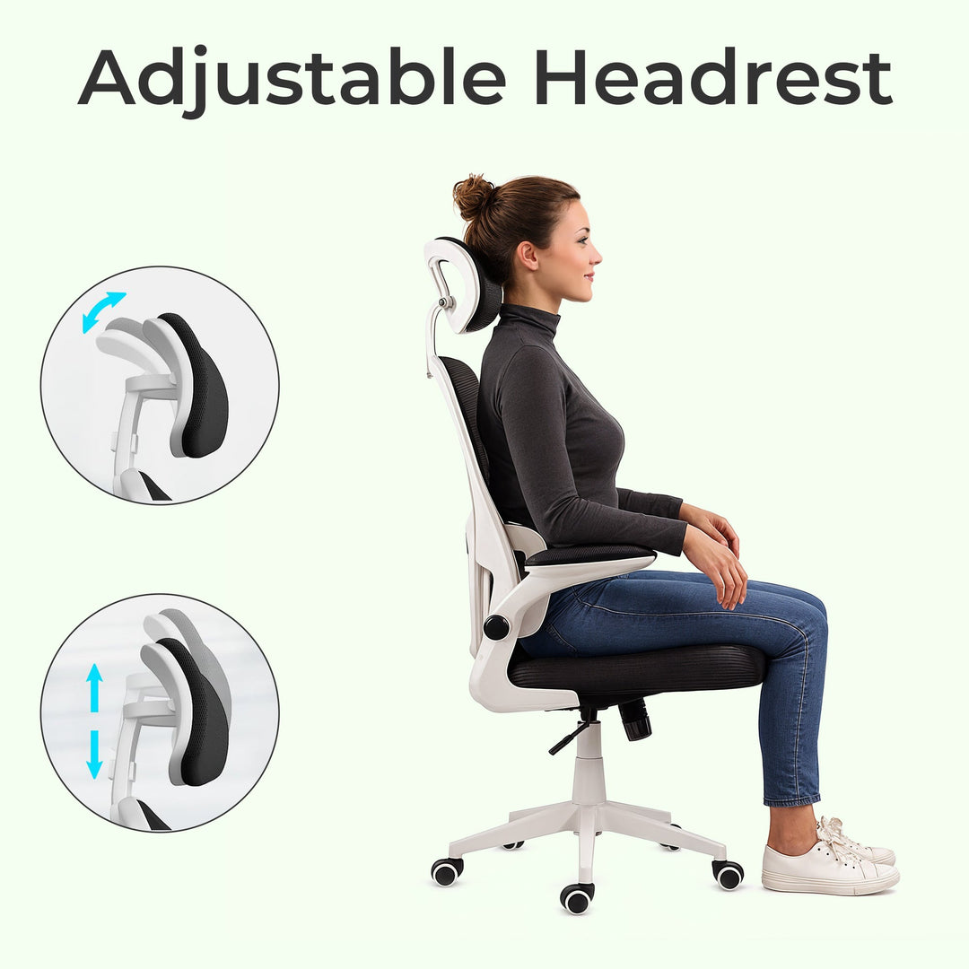 "Premium black mesh office chair with adjustable headrest and ergonomic design for maximum comfort and ventilation."