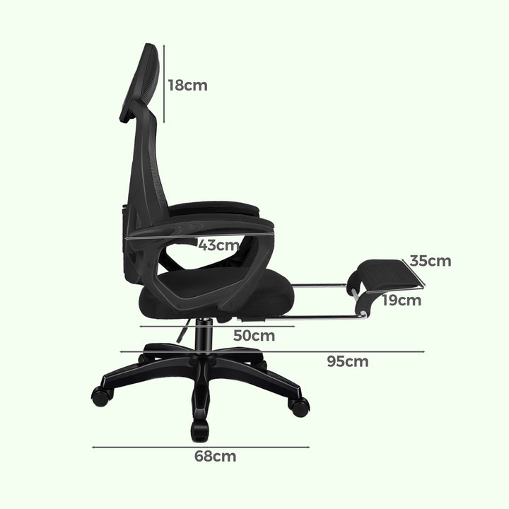 "Premium black mesh office chair with adjustable headrest and ergonomic design for maximum comfort and ventilation."