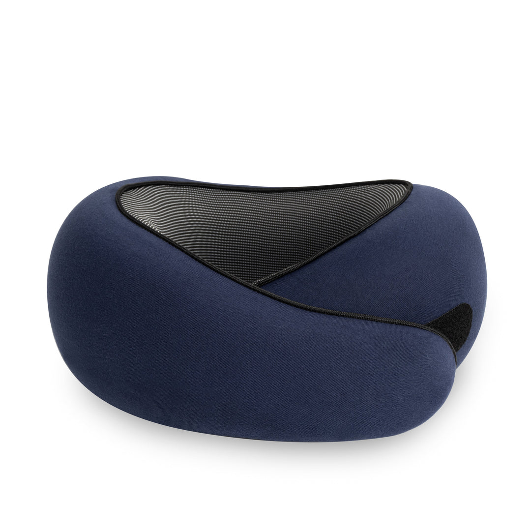 "Premium memory foam travel pillow, ergonomic neck support, sleek design, ideal for unisex comfort on-the-go."