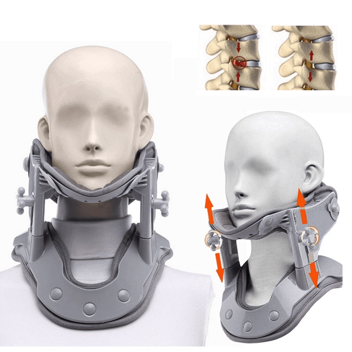 "Professional neck traction device with heat therapy, ergonomic design, supports neck posture, promotes relaxation and pain r