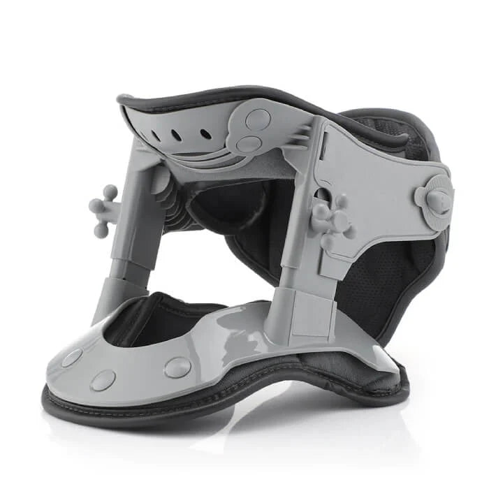 "Professional neck traction device with heat therapy, ergonomic design, supports neck posture, promotes relaxation and pain r