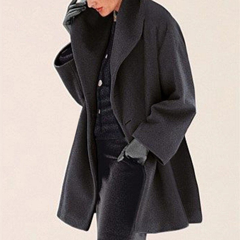 Red women’s wool coat with wide collar, A-line silhouette, perfect for winter, chic and warm, stylish outerwear.