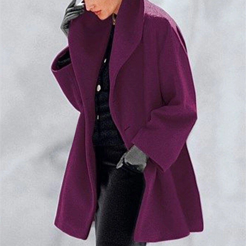 Red women’s wool coat with wide collar, A-line silhouette, perfect for winter, chic and warm, stylish outerwear.