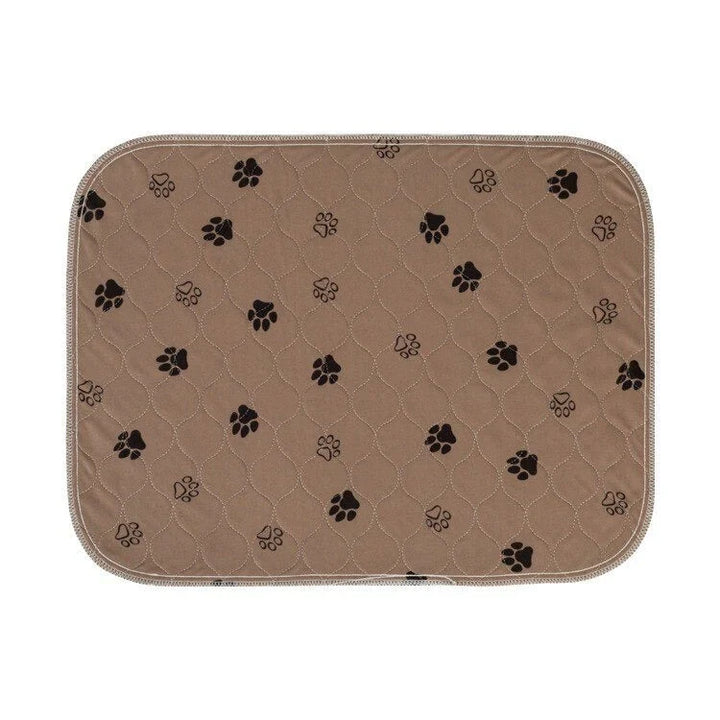 Reusable dog pee pad with paw and bone pattern, thick absorbent layer, eco-friendly, washable, ideal for pet use.