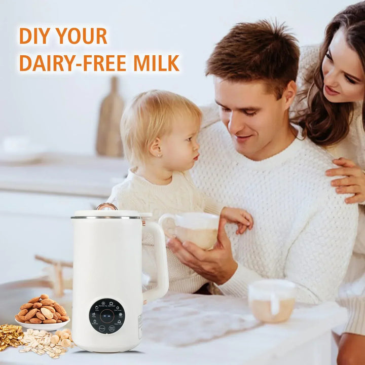 "Sleek NutriBlend 8-in-1 Milk Maker, 1000ml, crafting almond, oat, soy milk. Versatile kitchen appliance, modern design."