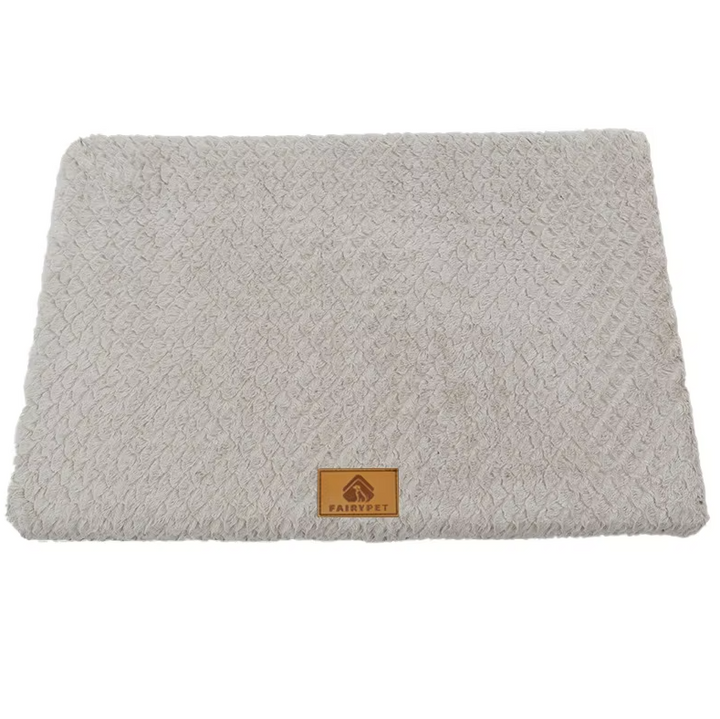 "Soft fluffy orthopaedic pet mat, plush dog & cat bed, joint support, cozy for older pets, ideal for floor and crate use."