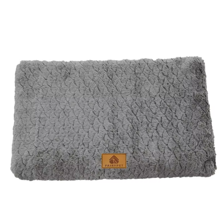 "Soft fluffy orthopaedic pet mat, plush dog & cat bed, joint support, cozy for older pets, ideal for floor and crate use."