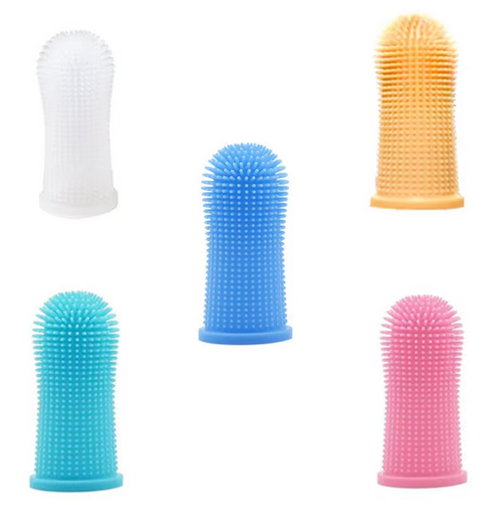 "Soft silicone finger toothbrush for pets, ideal for stress-free dental care with gentle bristles, easy handling for dogs and