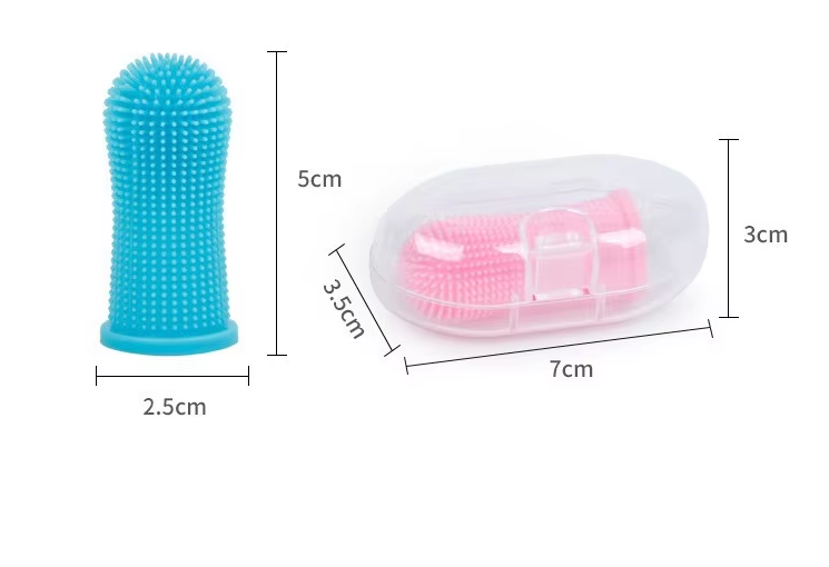 "Soft silicone finger toothbrush for pets, ideal for stress-free dental care with gentle bristles, easy handling for dogs and