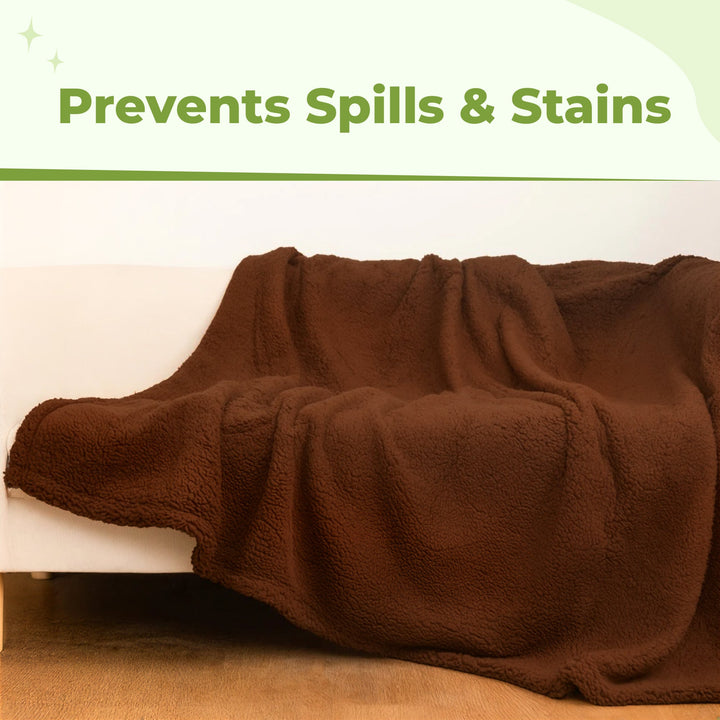 "Soft waterproof intimacy blanket providing comfort and protection, available in various sizes and attractive colors."