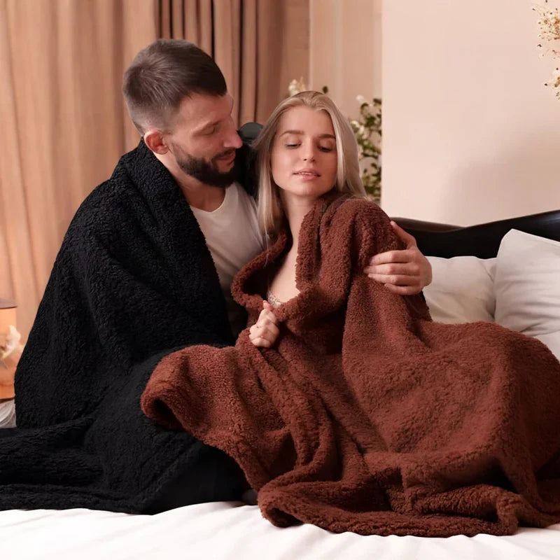 "Soft waterproof intimacy blanket providing comfort and protection, available in various sizes and attractive colors."
