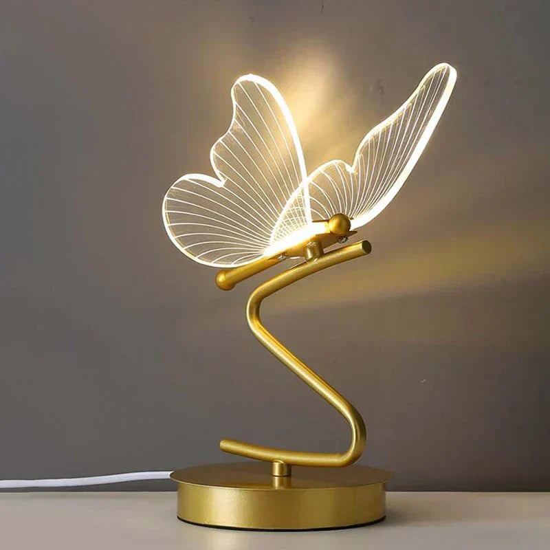 "Stylish LED table lamp with butterfly design, modern unisex decor piece, offering bright and efficient illumination."