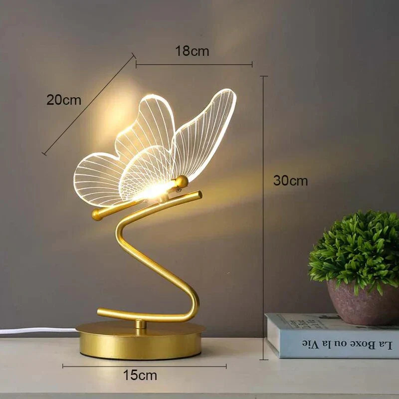 "Stylish LED table lamp with butterfly design, modern unisex decor piece, offering bright and efficient illumination."