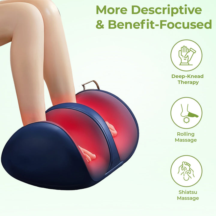"Stylish foot massager machine for home, offering relaxation with advanced kneading and customizable modes."