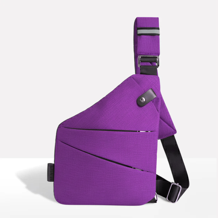 Unisex anti-theft RFID crossbody bag, multi-coloured, featuring sleek design, hidden pockets, and slash-resistant strap.