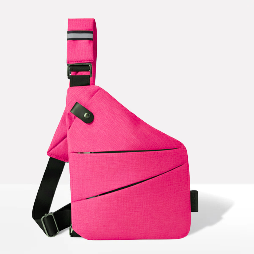 Unisex anti-theft RFID crossbody bag, multi-coloured, featuring sleek design, hidden pockets, and slash-resistant strap.