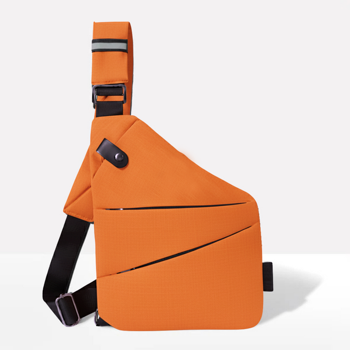 Unisex anti-theft RFID crossbody bag, multi-coloured, featuring sleek design, hidden pockets, and slash-resistant strap.