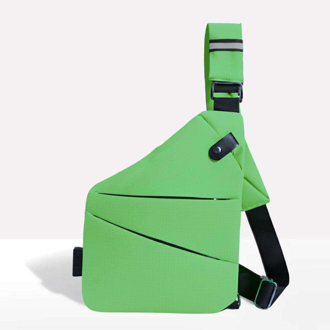 Unisex anti-theft RFID crossbody bag, multi-coloured, featuring sleek design, hidden pockets, and slash-resistant strap.