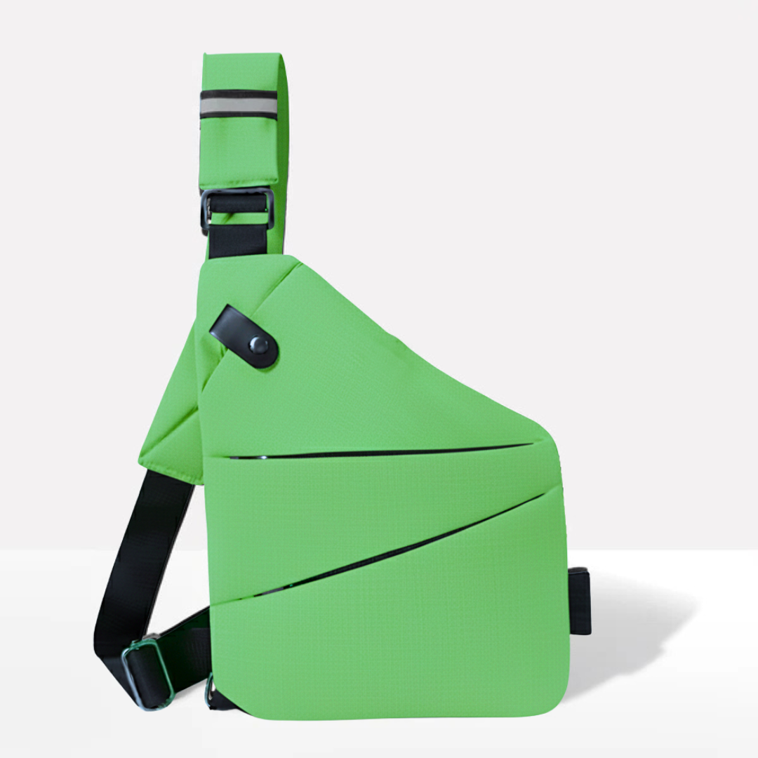 Unisex anti-theft RFID crossbody bag, multi-coloured, featuring sleek design, hidden pockets, and slash-resistant strap.