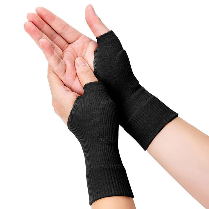 Unisex gel thumb support gloves in black, featuring gel cushions for joint pain relief and arthritis support. Health & Wellne