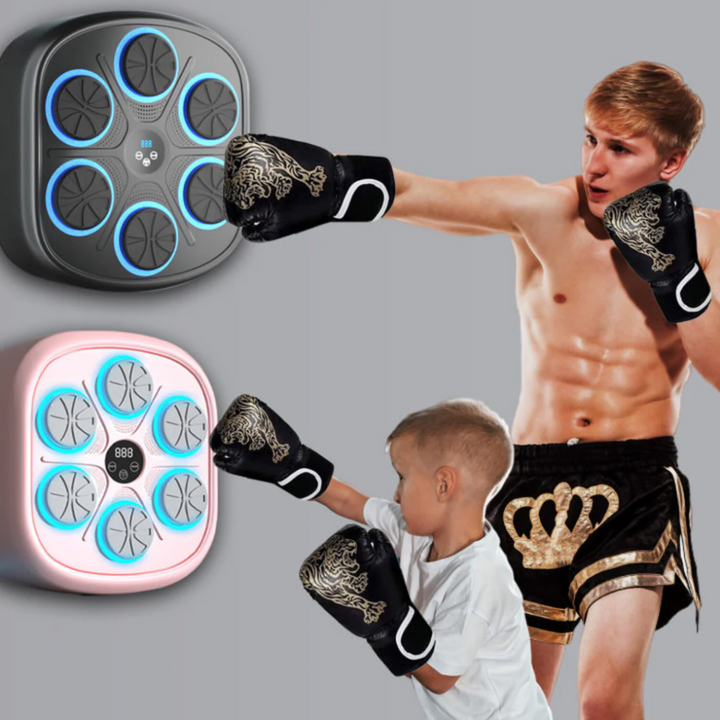 Unisex interactive boxing machine with sensor feedback; compact, adjustable for all ages; ideal for rhythm-driven fitness wor